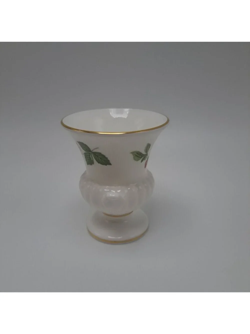 Wedgwood Bone China Vase Strawberry Motif Gold Trim Collectible